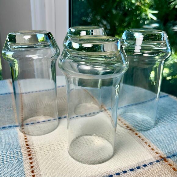 Mid-Century Barware Clear Glass Tumblers with Flared Base – Set of 4 - Picture 6 of 10